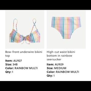 NWT rainbow seersucker high waist bikini jcrew